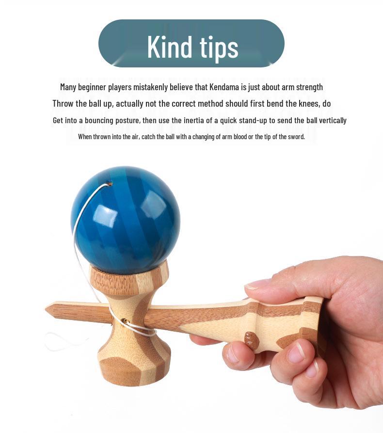 Traditional Bamboo Wood Kendama Skill Toy - Puzzle Ball and Sword Gift
