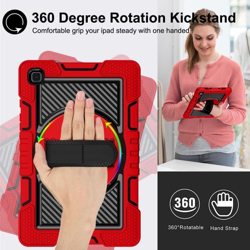 Universal Rotating Stand Case With Nylon Wrist Strap Galaxy Tab A7 T500 T505 2020 - Shockproof Silicone Cover