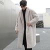 Men's Autumn and Winter Mink Fur Coat Long Knee-length Artificial Fur Coat Thick Plush Windbreaker Cotton Coat Trendy
