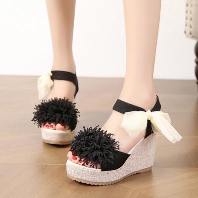 Novas Sandálias Plataforma Peep Toe Moda Jeans Laço Plataforma Salto Alto Chinelos Femininos Sandália Casual Festa Diária Sapato Feminino