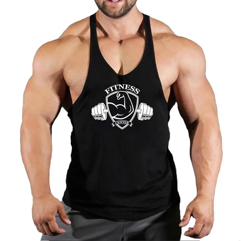 

Брендовый жилет Muscle Fashion Gym Mens Back Tank Top без рукавов Стрингер Одежда Бодибилдинг Майки Фитнес Тренировки Спортивная рубашка XL чёрный