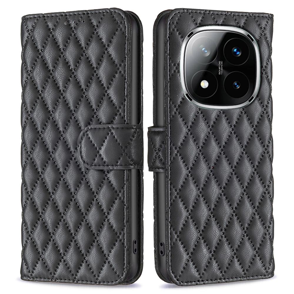 BINFEN COLOR BF Style-14 For Xiaomi Redmi Note 14 Pro+ 5G/Note 14 Pro 5G/Poco X7 5G Case Rhombus Phone Leather Cover Stand