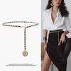 Women Chain Belt With Heart Bead Pendant Fashion Waist Cincher Metal Accessory For Dress Skirt Retro Style Lobster Clasp