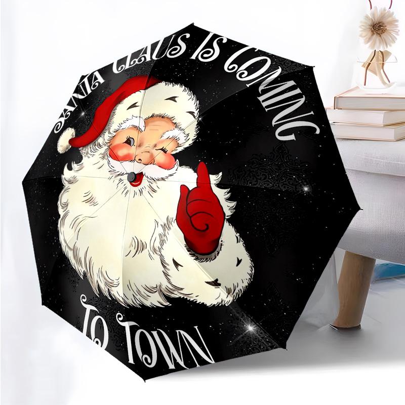 Christmas Pattern Folding Umbrella Fashion Auto-Open 8 Iron Ribs Plastic Handle Foldable Sunshade Perfect Christmas Gifts