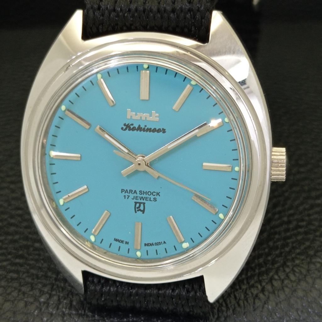 INDIAN VINTAGE HMT KOHINOOR MECHANICZNY MĘSKI ZEGAR TURKUSOWY NIEBIESKI a440979-4