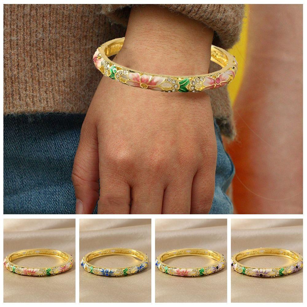 Double Bangle Chinese Cloisonne Bracelet Enamel Women's Hand Bracelet Jewelry Gifts