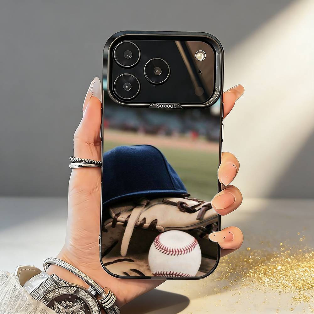 

COOL B-Baseball Phone Case For iPhone17 16 15 14 13 12 Pro Max Grey Black Matte Laser Metallic Aurora Funda iPhoneXSMAX