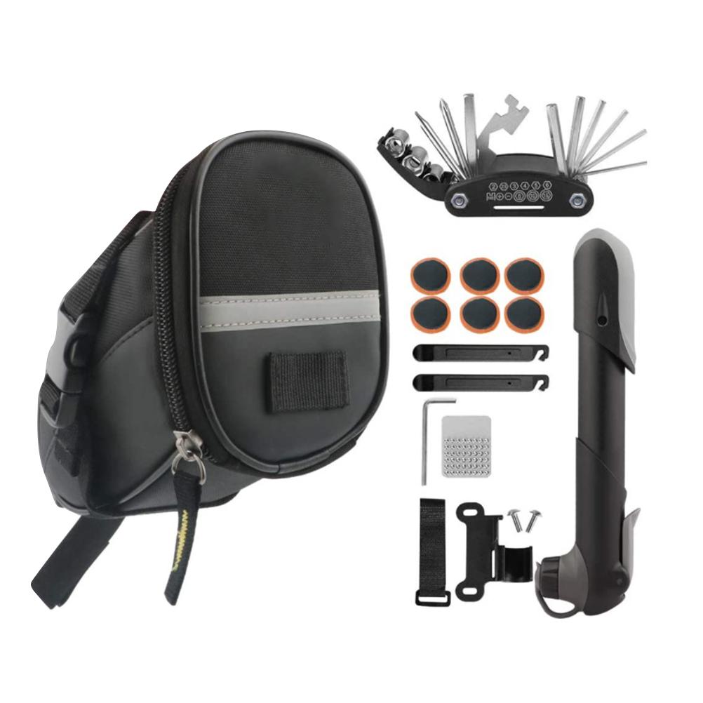 

Bike Saddle Bag Repair Tools Kits Cycling Rear Seat Bag with Repair Tool with Pump Mountain Bike