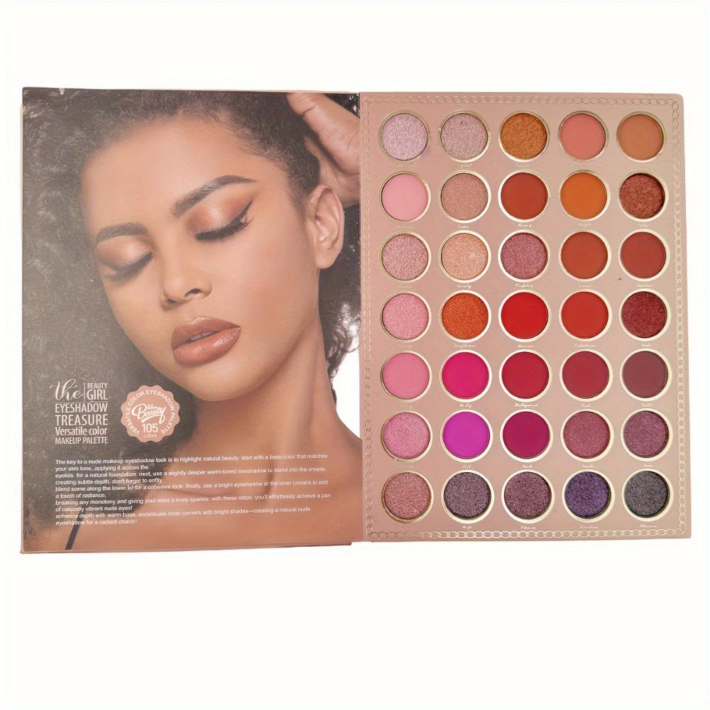 105 Color Eye Shadow Palette with Cute Lady Design in Book Shape, Shimmer and Matte Earth Tones Makeup