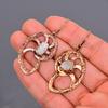 Rainbow Moonstone Stone Copper Electroformed Dangle Mother Gift Earrings Jewelry V-106