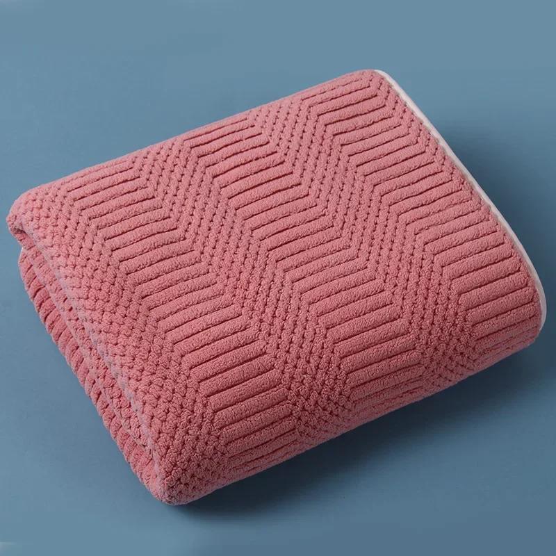 1pc Striped Coral Velvet Hand Bath Towel, Soft Quick Drying Towel, Absorbent Hand Towel For Bathroom