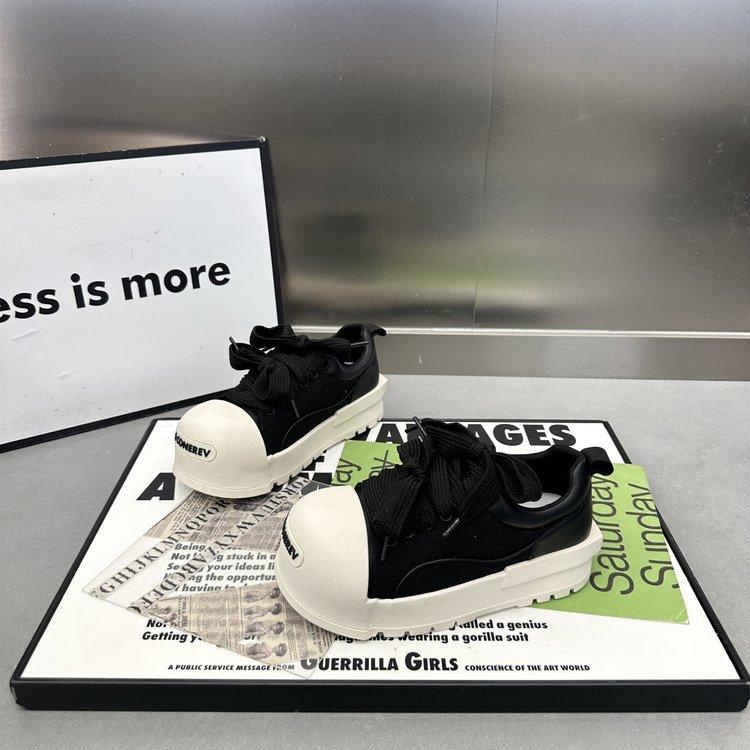 

Модные парусиновые туфли с толстой подошвой и большим пальцем для женщин 2025 весна новые универсальные повседневные спортивные туфли на платформе 40 чёрный