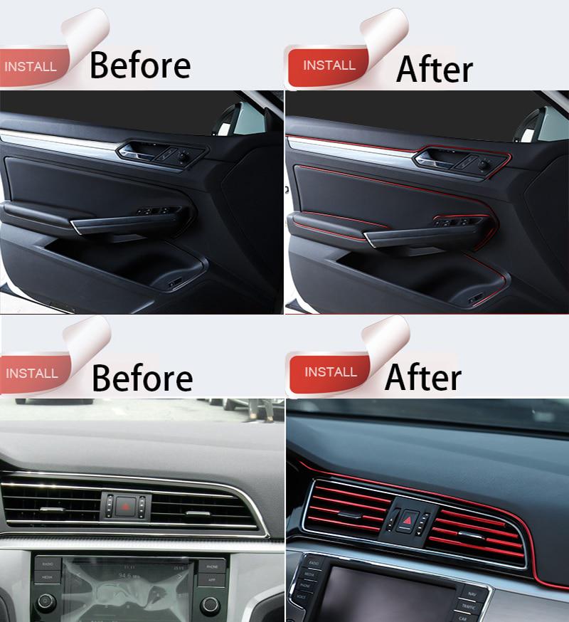 5M Car Seal Styling Interior Stickers Decoration Strip Mouldings Car Door Dashboard Air Strips