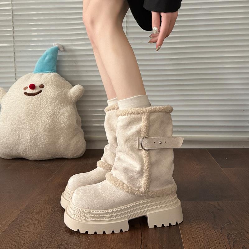 Thick-soled Northeast Snow Boots Winter Fleece Thickened Cotton Boots Fashion Sleeves Short Boots