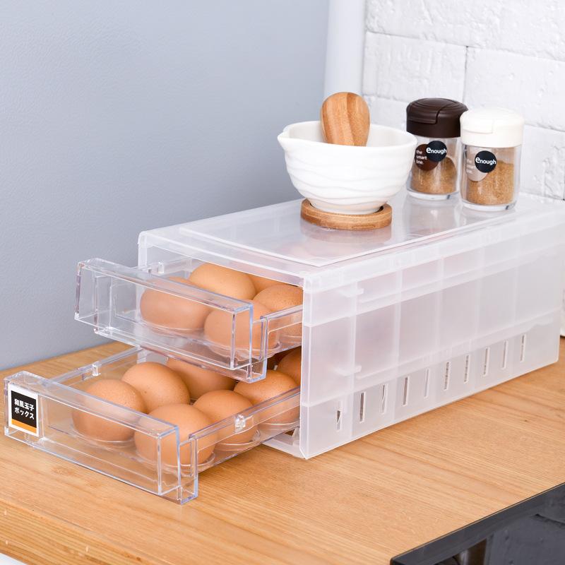 Egg Storage Box 24 Grids Egg Tray Containers Large Capacity Double Tier Egg Tray Drawer Egg Carton Kitchen Storage Container