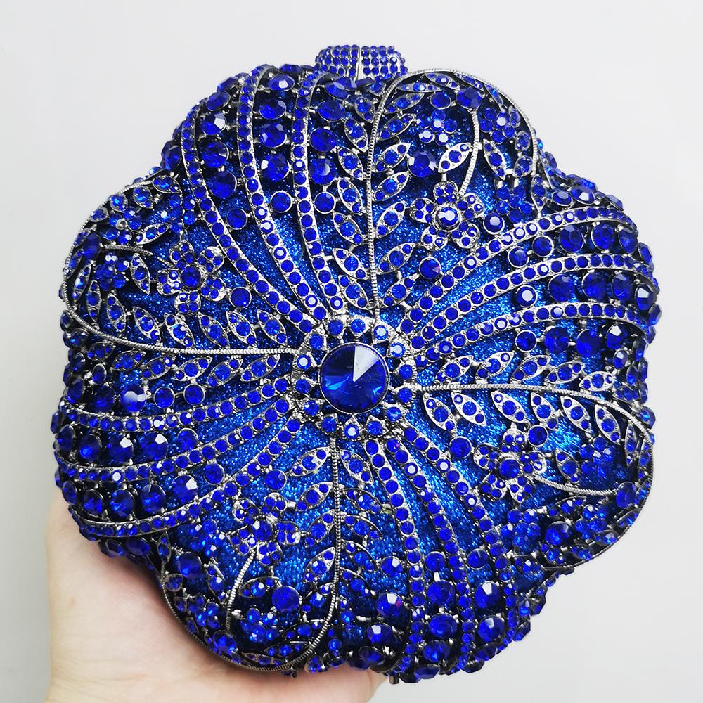 

WHTUOHENG Crystal Evening Bag Purses Round Clutches Women Diamond Gala Handbags Luxury New Dazzling Lady Dinner Banquet Purses 15cmX15cmX5cm синий