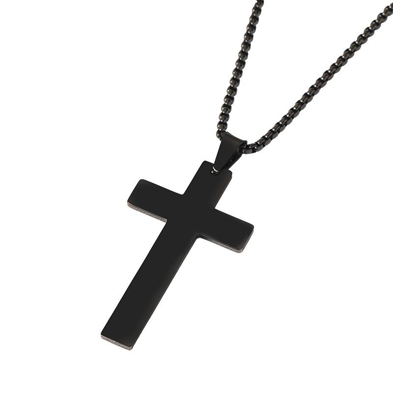 Stainless Steel Pearl Chain Necklace: Simple European & American Style, Cross Design, Ideal as a Festival Gift
