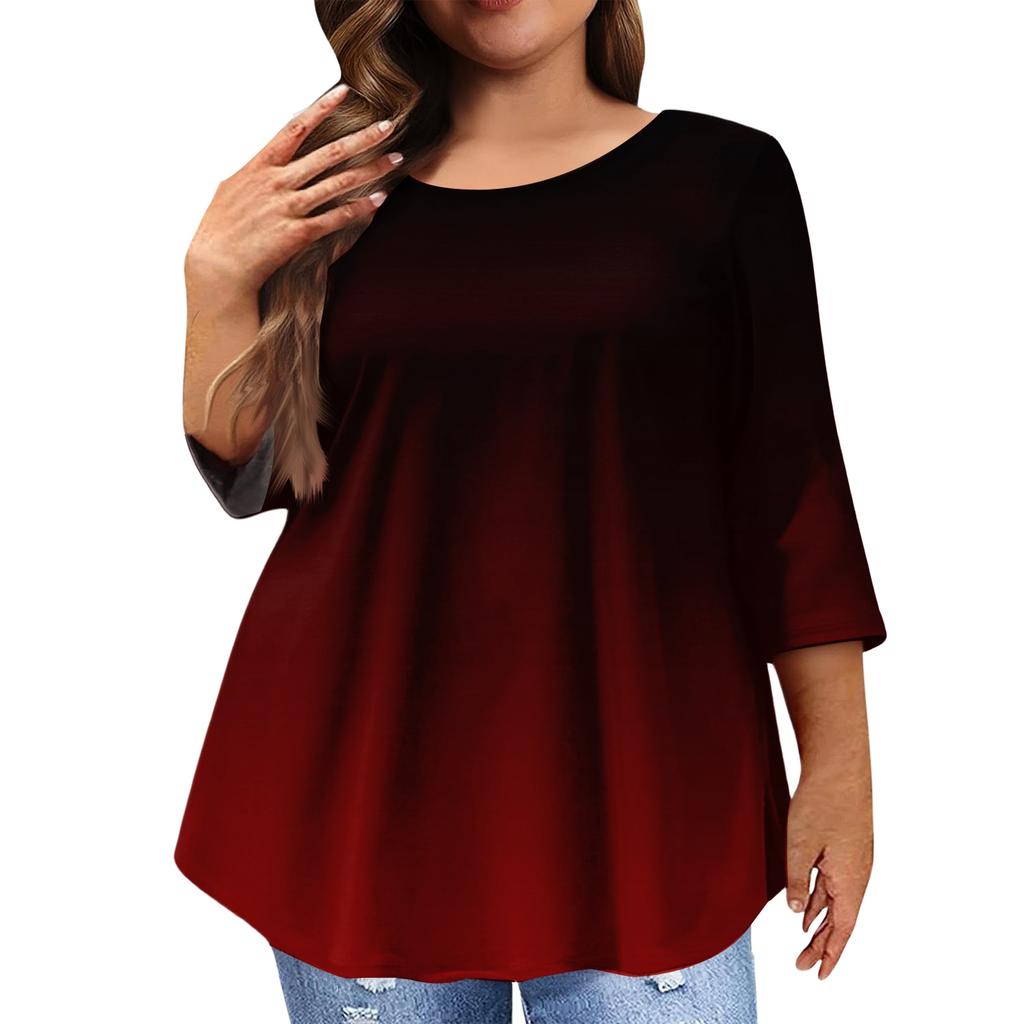 Women's Fashion Casual Round  Neck 3/4 Sleeve Oversized Top