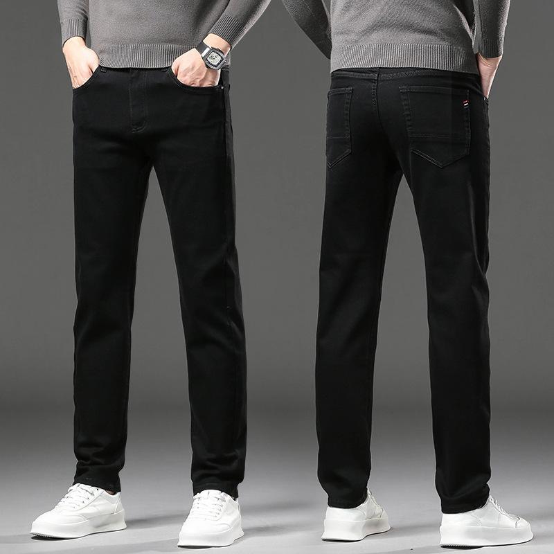 New Autumn And Winter Styles With Plush And Thickened/Regular Men'S Jeans Slim Fit, Small Feet Loose, Casual And Trendy Elastic Pants