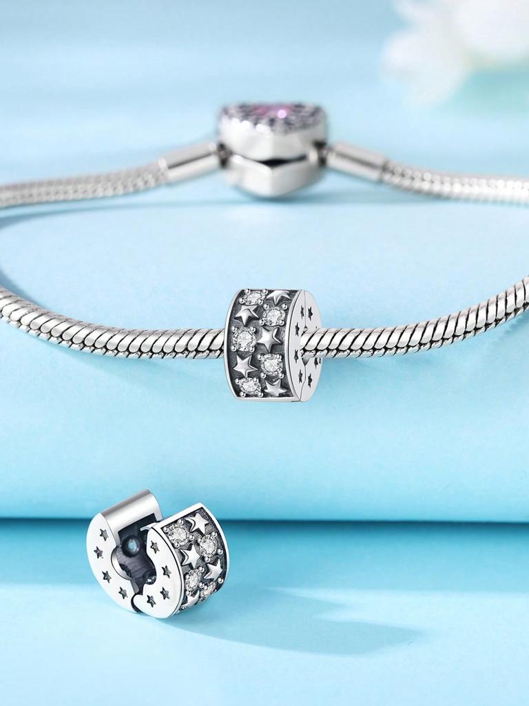 Charms Plata Stars And Moon Beads Clips And Spacers Copper Plated Fit Copperoriginal Bracelet For Jewelry Making Diy Charm