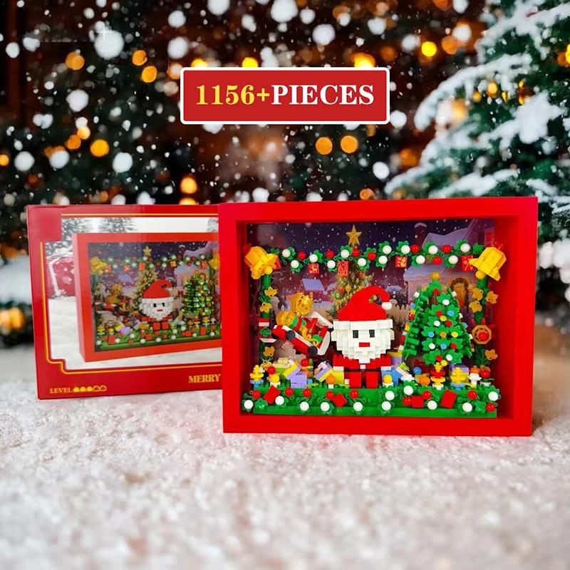 

Christmas Gifts Santa Claus Tree 1156 Piece Building Blocks DIY Po Frames Accembly Block Toys Near Year Toys for Children kid
