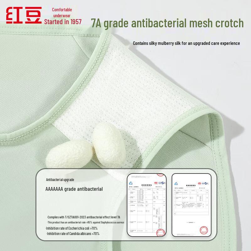 Hongdou Damen 7A Antibakterielle Baumwoll-Slips mit Seiden-Zwickel, 5er-Pack