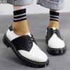 Color Matching Low-top Small Leather Shoes Women's Genuine Leather Black and White Short Boots Round Head Men's and Women's Couples Casual Workers