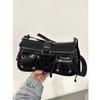 Y2K Korean Women Harajuku Vintage Gothic Black Hand Bag Aesthetic Elegant Punk Wallet Purse Handbags Shoulder Trend Tote Bags