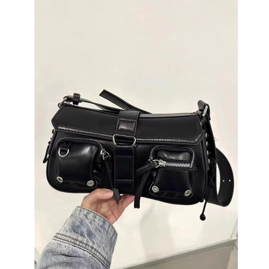 Y2K Korean Women Harajuku Vintage Gothic Black Hand Bag Aesthetic Elegant Punk Wallet Purse Handbags Shoulder Trend Tote Bags