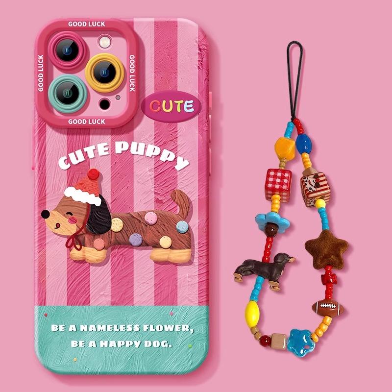 Pink Dachshund Apple 16promax Mobile Phone Case 17 New Silicone 17pro Advanced Air Anti-drop Protective Case