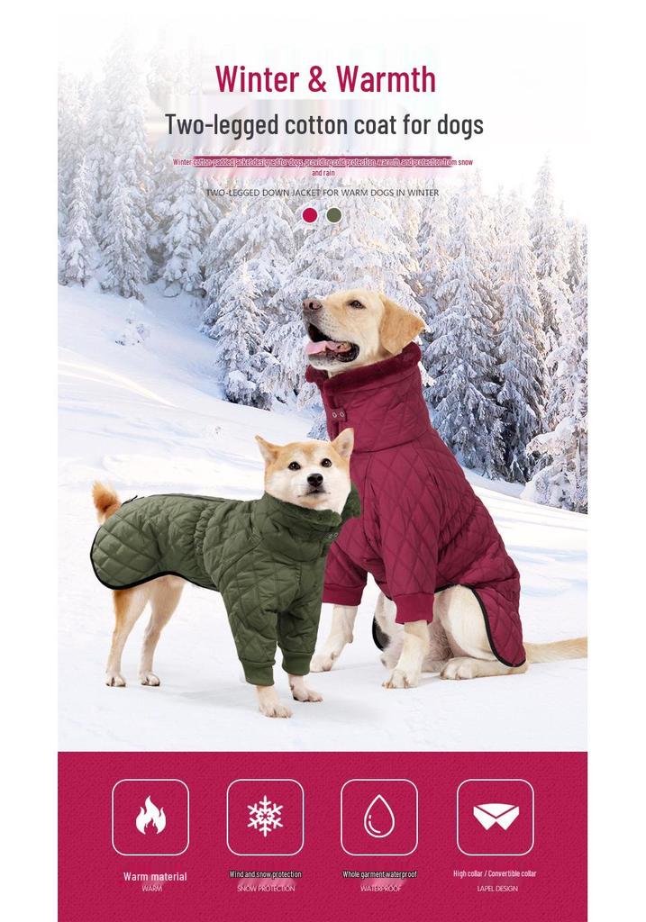 Winter Daunenjacke für mittelgroße und große Hunde - Winddicht, Warm, Zweibeiniges Design