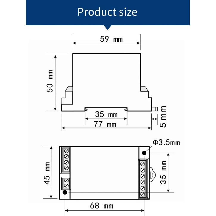 Three Phase AC Voltage Transmitter ZA-3U Voltage Signal Detection Isolation Converter Sensor Multiple Input Multiple Output