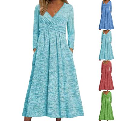 Women's Casual Elegant Pocket Long Sleeve Dress