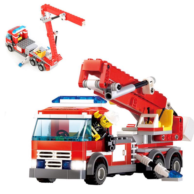 City Fire Station 3d Model Rescue Fire Engine Truck Vehicle Helicopter Model Building Blocks Set Toy