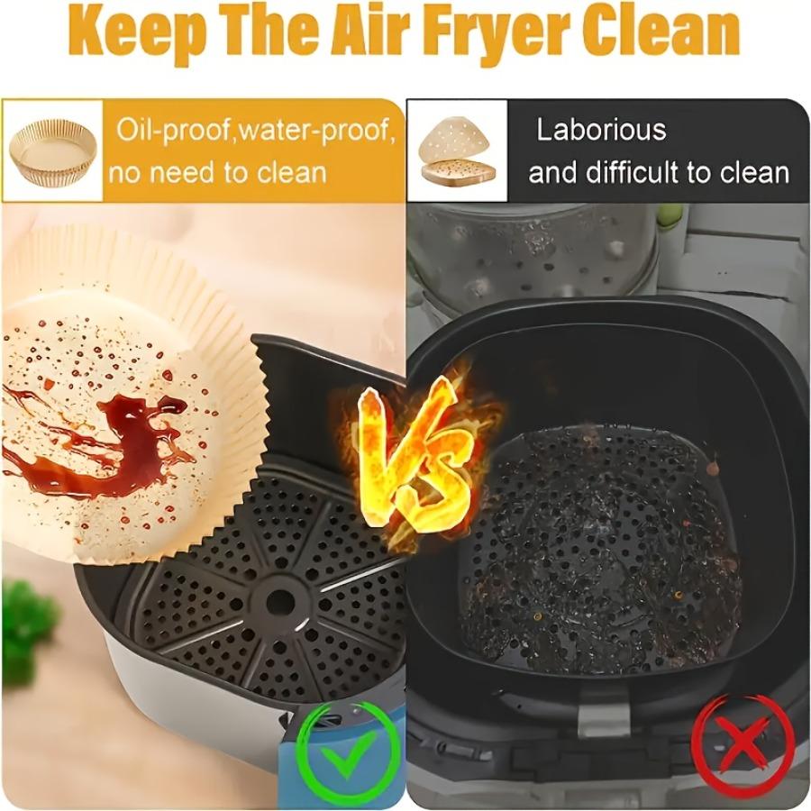 [Oil-Proof | Non-Stick] 55pcs/110pcs Oil-Proof Non-Stick Disposable Paper Pad for Air Fryer | Baking, Frying, Microwaving And Cooking | Easter
