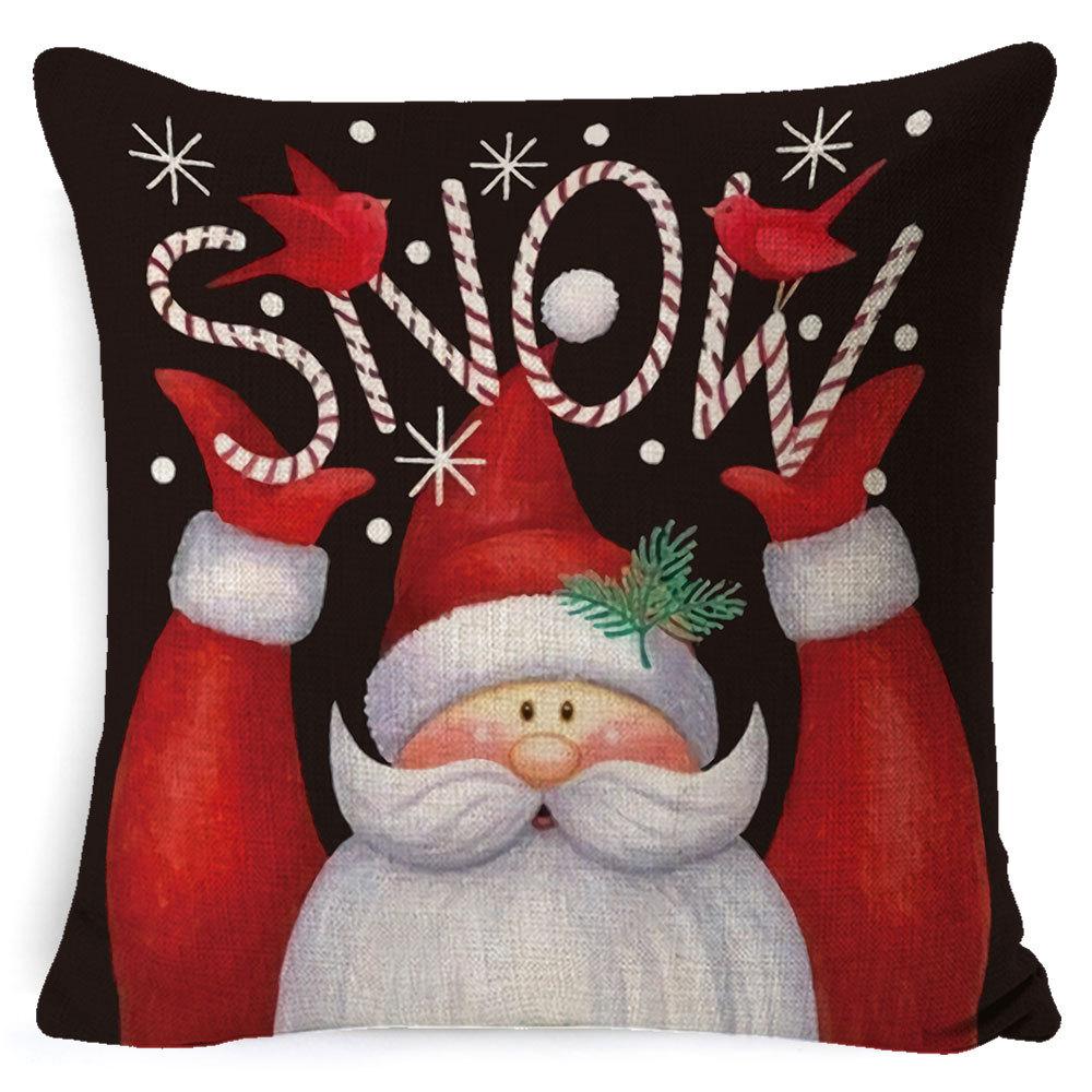 Christmas Celebration Pillow Elk Snowman Festive Cushion Cover Red Sofa Back Cushion Pillow Cover