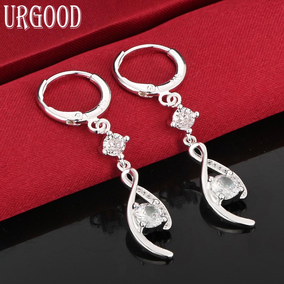 925 Sterling Silver AAA Zircon Fashion Earrings Wedding Jewelry