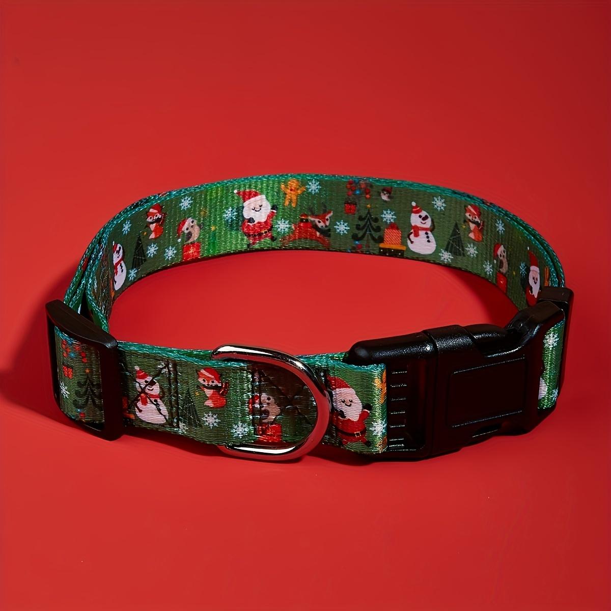 Pet Christmas Collar Dog Supplies Walking Dog Leash Chest Harness Pet Accessories Print Santa Claus Dog Collar S