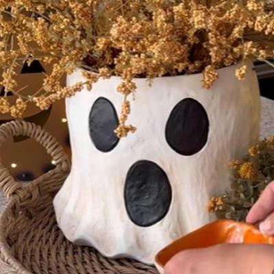 Ghost Bucket Ornaments MudPie Paper Mache Treat Car Organizer Halloween Candy Holder Buckets Car Decorations Accessories