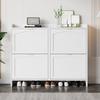 Modern Shoe Cabinet, with 4 Flap Compartments, Open Shelves, for Entrance Area or Hallway, White, Dimensions: W110/H90/D24 cm(OLD SKU:N657P201550W)