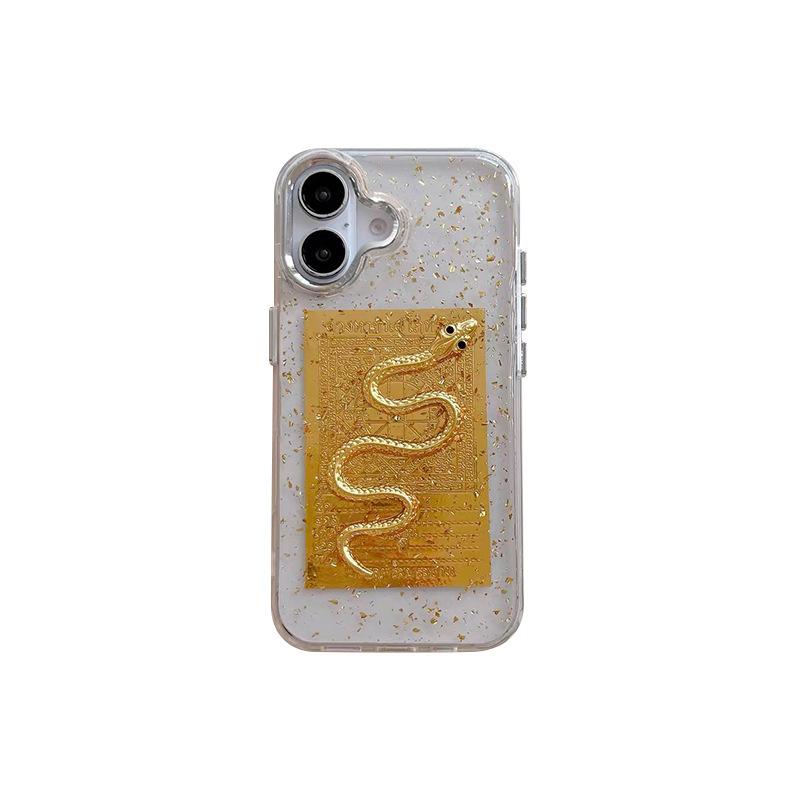 For Apple 16pro Epoxy Phone Case 17promax New Year Golden Snake 13 Fortune Gold Foil Ins Premium