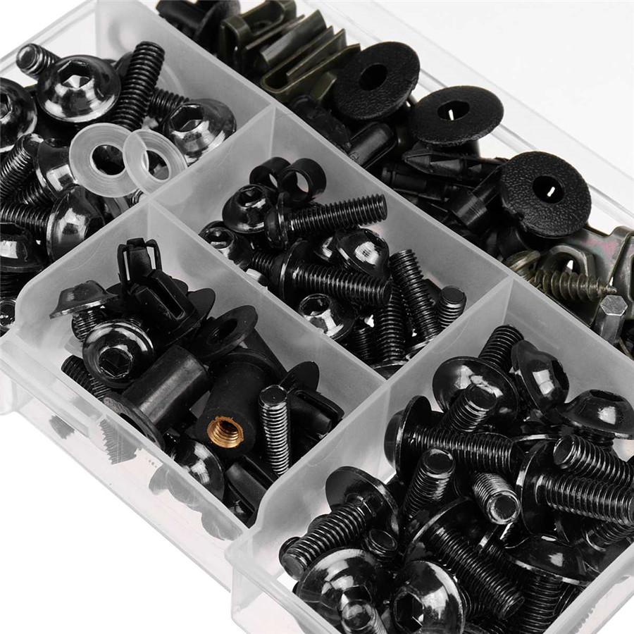 195pcs Universal Motorcycle Fairing Bolts Kit Windscreen Screws Windshield Bolts Fairing Mountings Fastener Clips Screw M5 M6