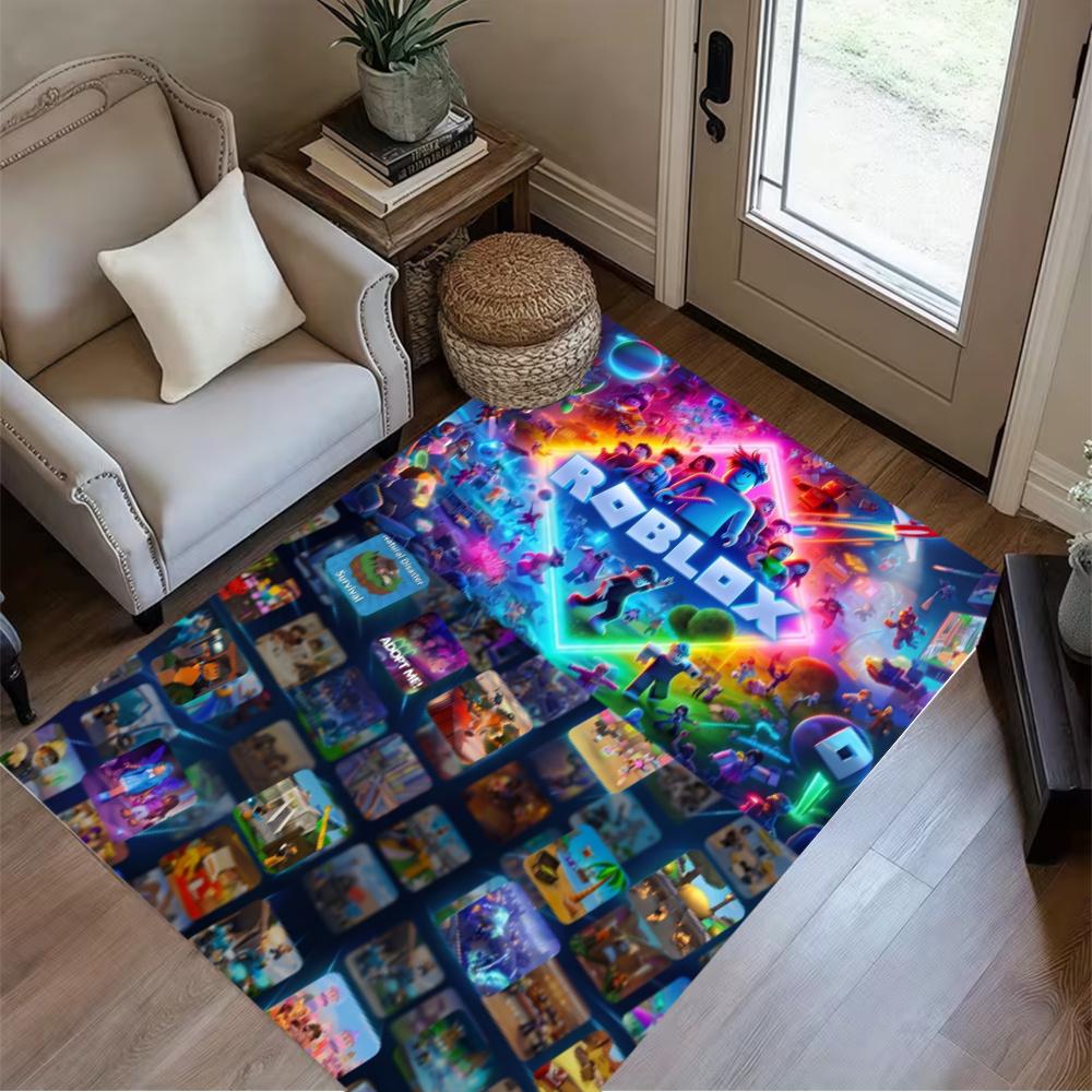 Roblox Colorful Roblox Avatars Area Rug Suitable For Outdoor Study Room Dining Room Playrooms Antislip Carpet Office Home Decor