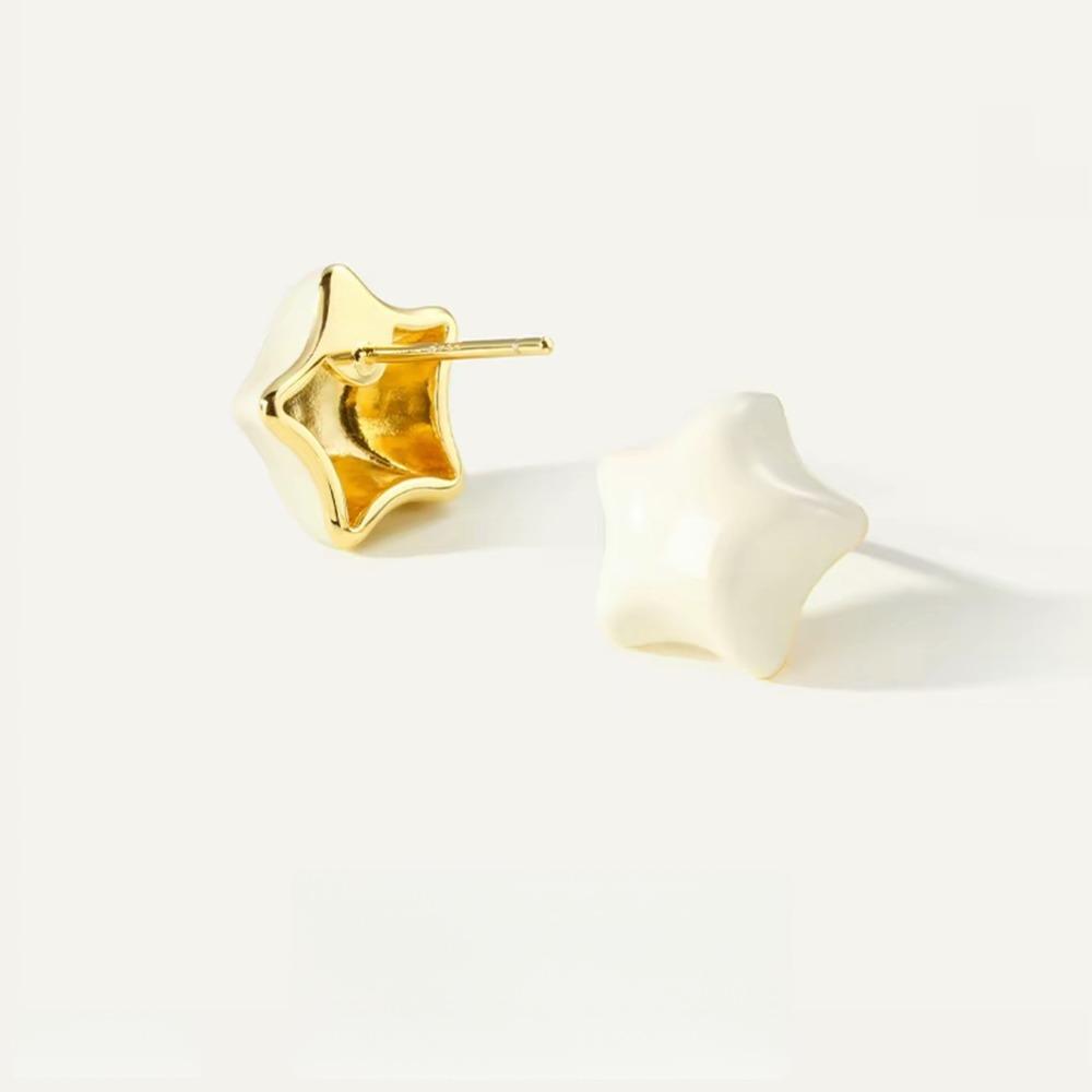 Versatile light luxury enamel earrings pentagram niche high-end star female stud earrings