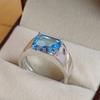 Blue Topaz Emerald Cut Gemstone With 925 Sterling Silver Ring For Men's #B740 JL375692829771