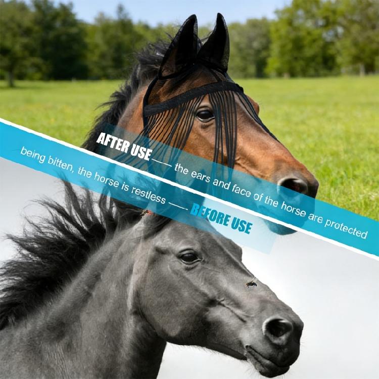 Strong Dark Fly Cover For Equines Offering Breathable Openwork Structure And Gentle Inner Lining