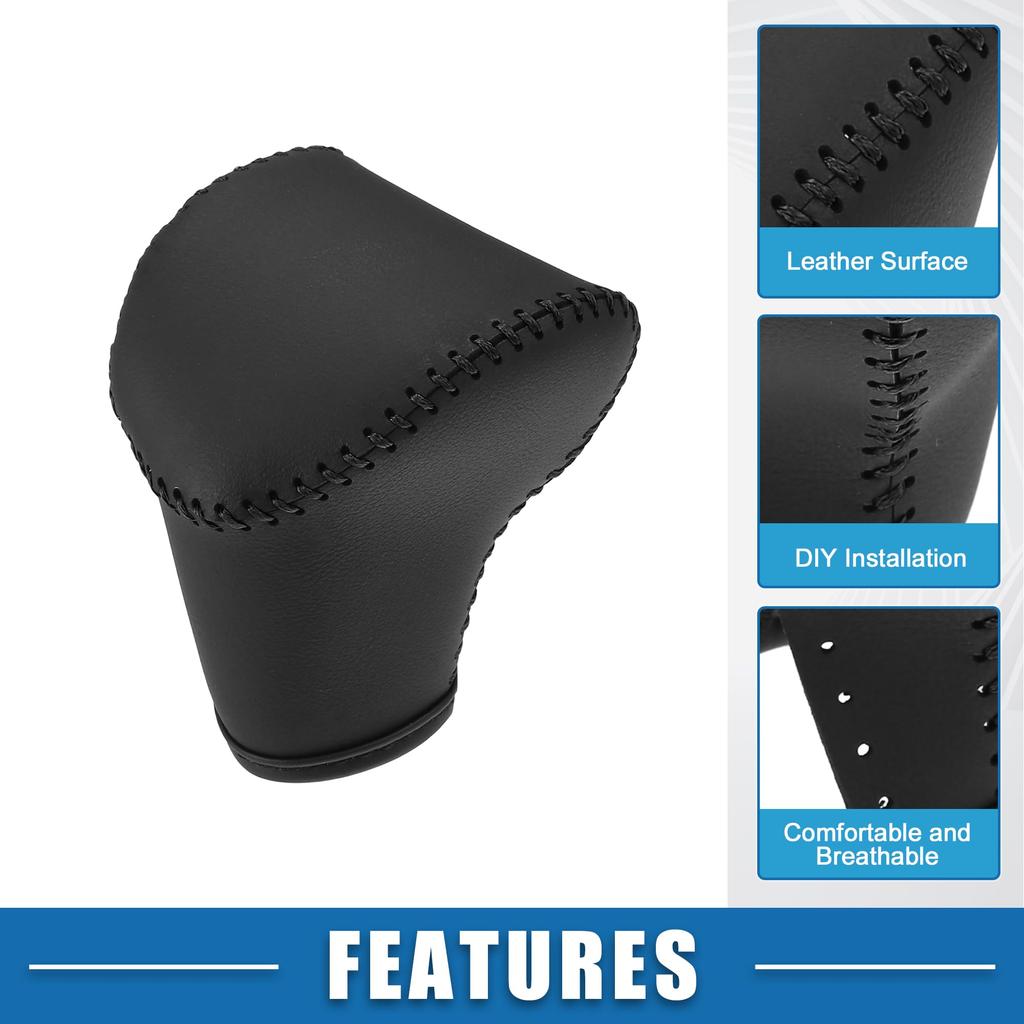 ABSOPRO Automatic Gear Shift Knob Cover Sheath Transmission Boot Shift Lever Faux Leather Black for Toyota Seltos 2021-2023