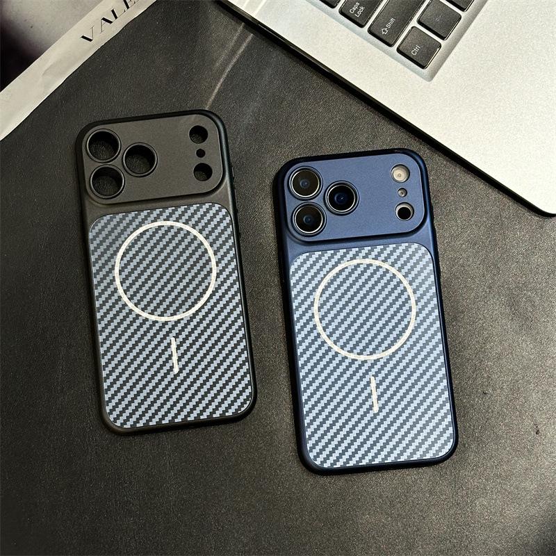 iPhone 17 Pro Max Magnetic Case with Full Lens Protection and Carbon Fiber Texture