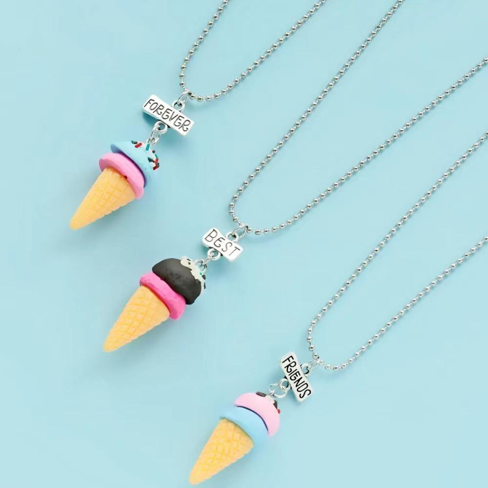 Letni naszyjnik dziecięcy z zawieszką w kształcie rożka lodowego