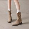 Fashion Vintage Women Cowboy Boots Autumn Winter Outdoor Non Slip Height Increase Shoes Comfortable Fashionable Platform Mid Calf Boots